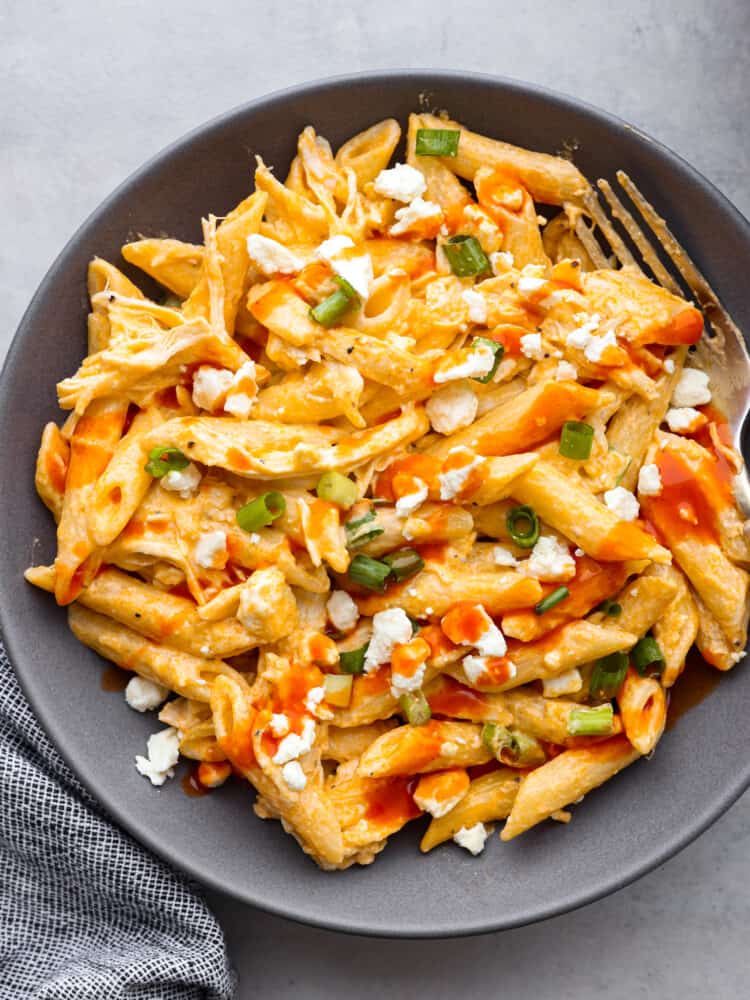 American Spicy Buffalo Chicken Pasta with Blue Cheese