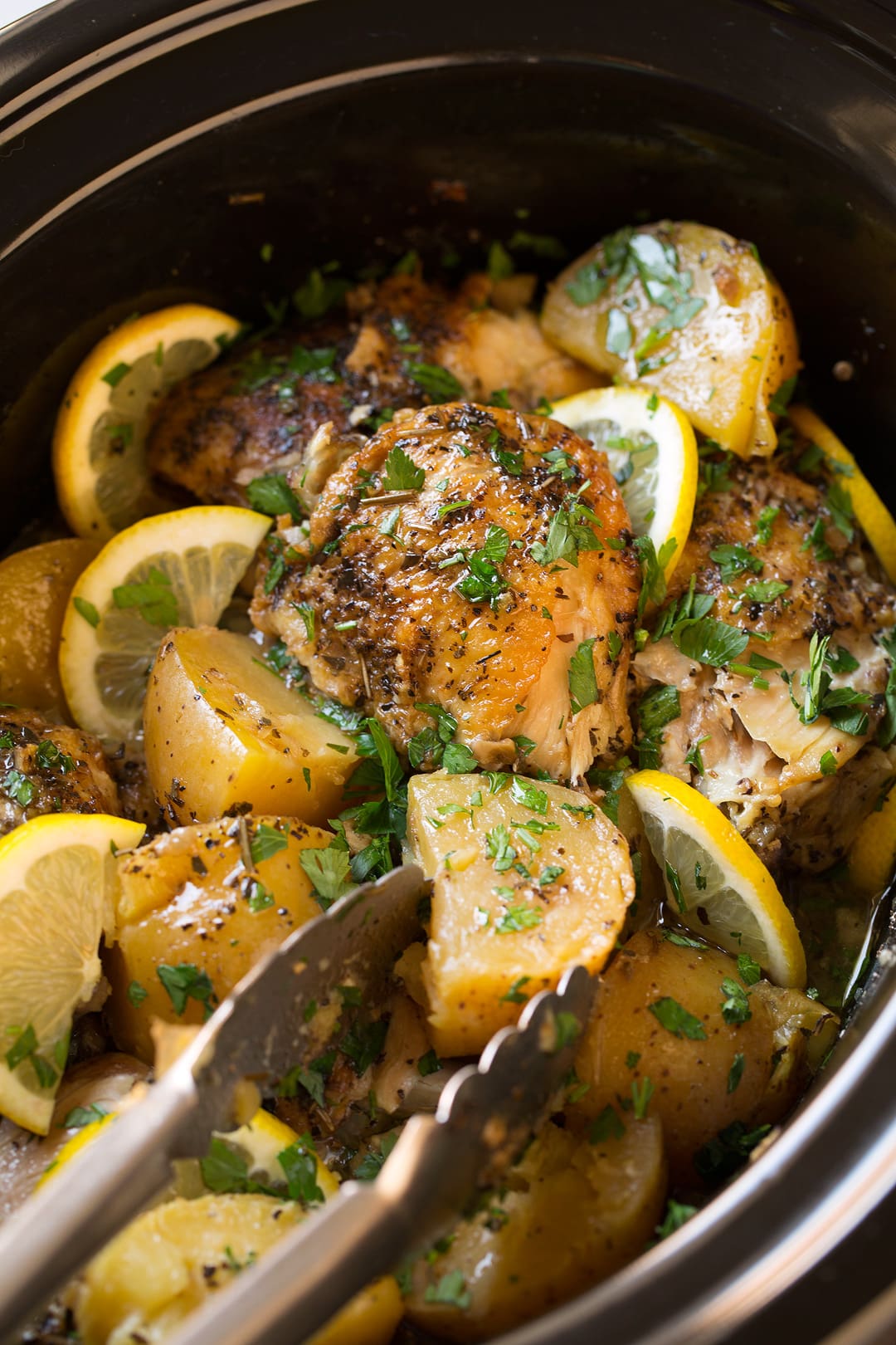 Slow Cooker Lemon-Oregano Chicken with Roasted Vegetables