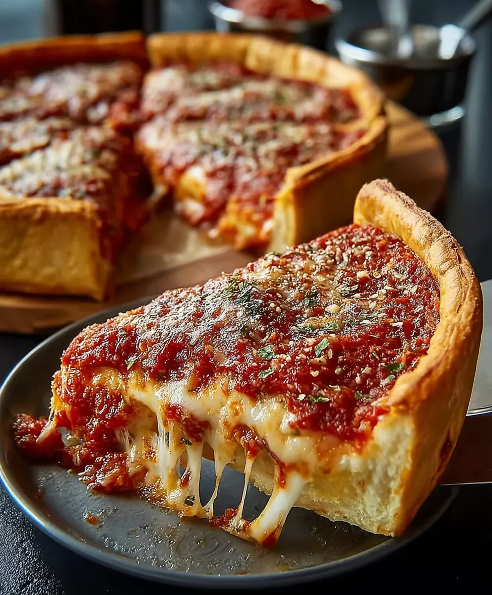 Classic Chicago-Style Deep Dish Pizza with Italian Sausage