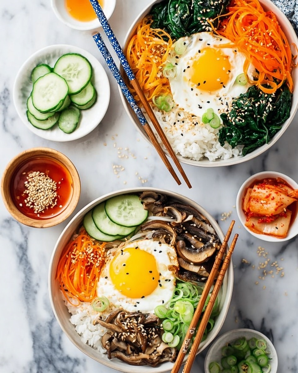 Stir-Fried Korean Bibimbap Vegetables with Gochujang Egg