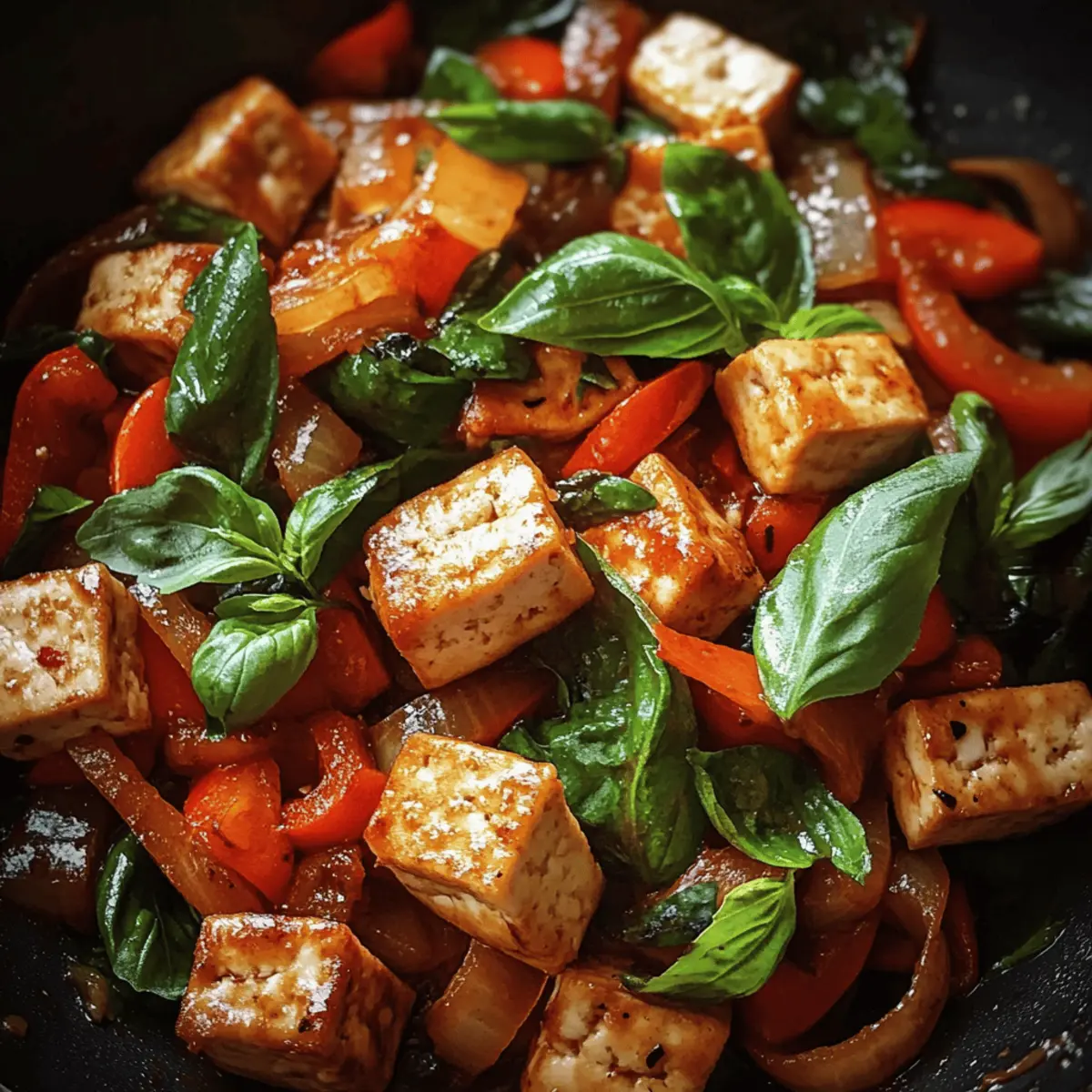 Stir-Fried Tofu with Garlic and Thai Basil
