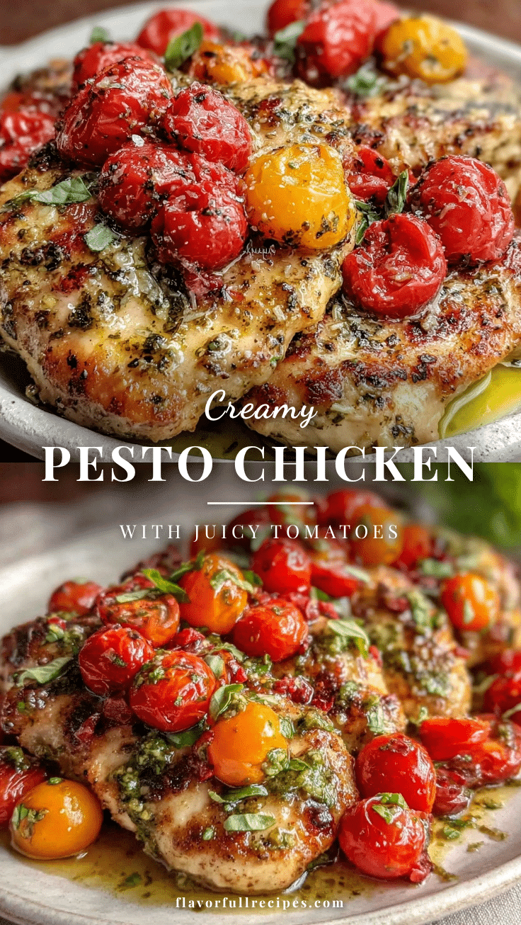 One-Pan Pesto Chicken with Roasted Cherry Tomatoes