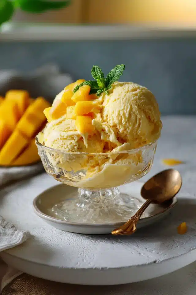 No-Churn Coconut Mango Ice Cream