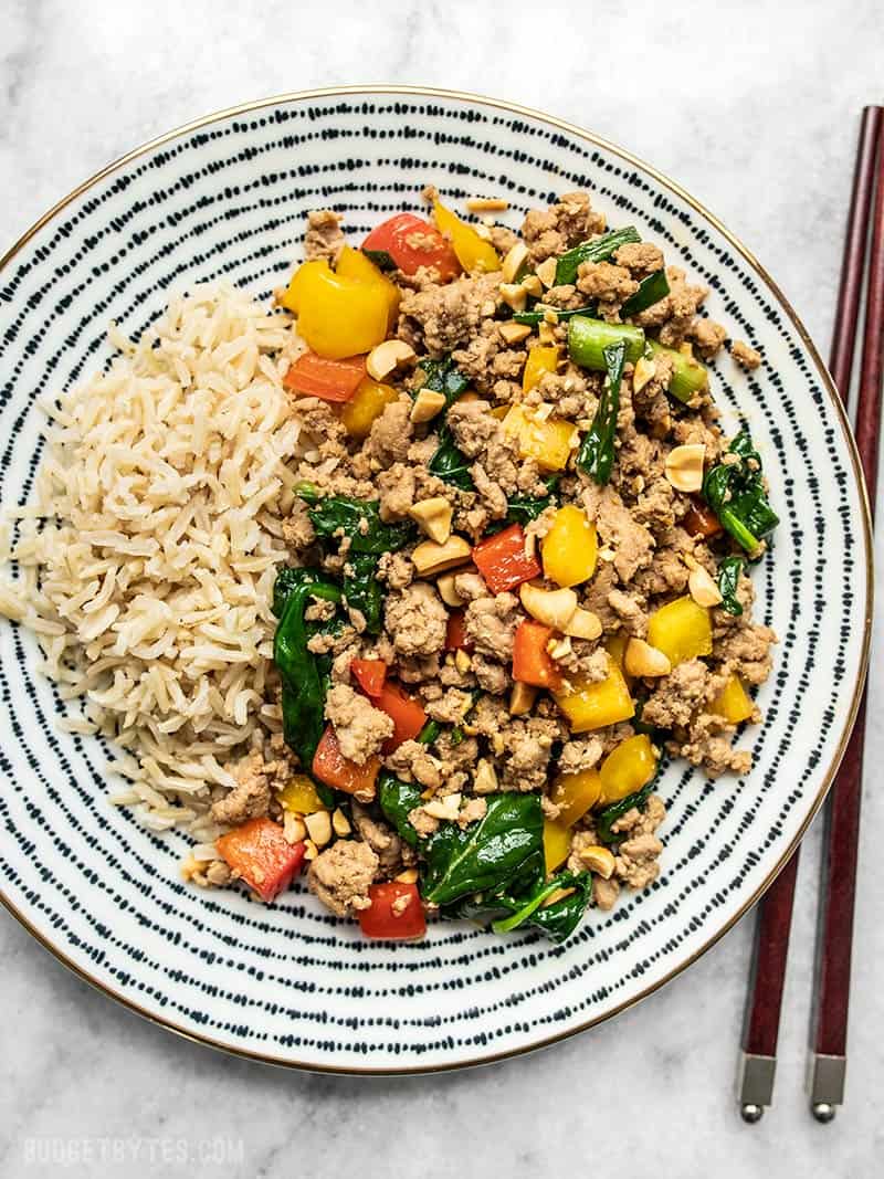 Stir-Fried Cauliflower Rice with Ground Turkey and Bell Peppers