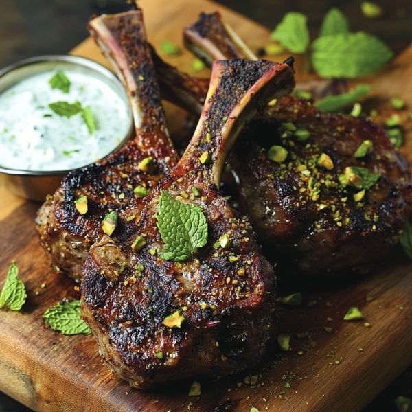 Tajin-Spiced Grilled Lamb Chops with Mint Yogurt Sauce