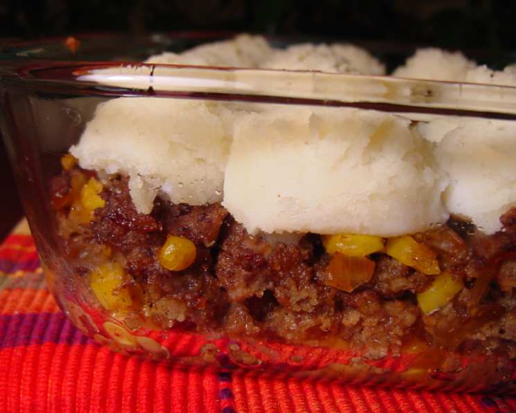 Baked Shepherd's Pie with Caramelized Onion and Peas
