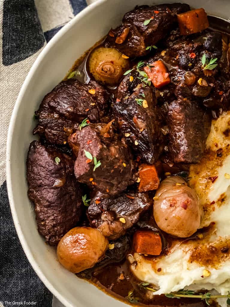 Slow-Cooked Mediterranean Beef Stifado with Red Wine