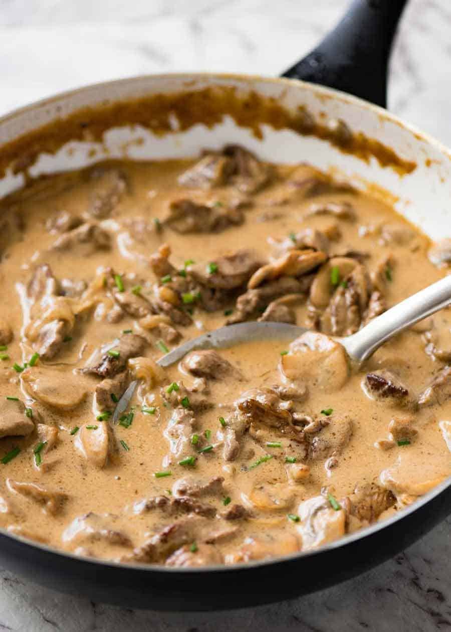 Whiskey-Infused Beef Stroganoff with Mushrooms
