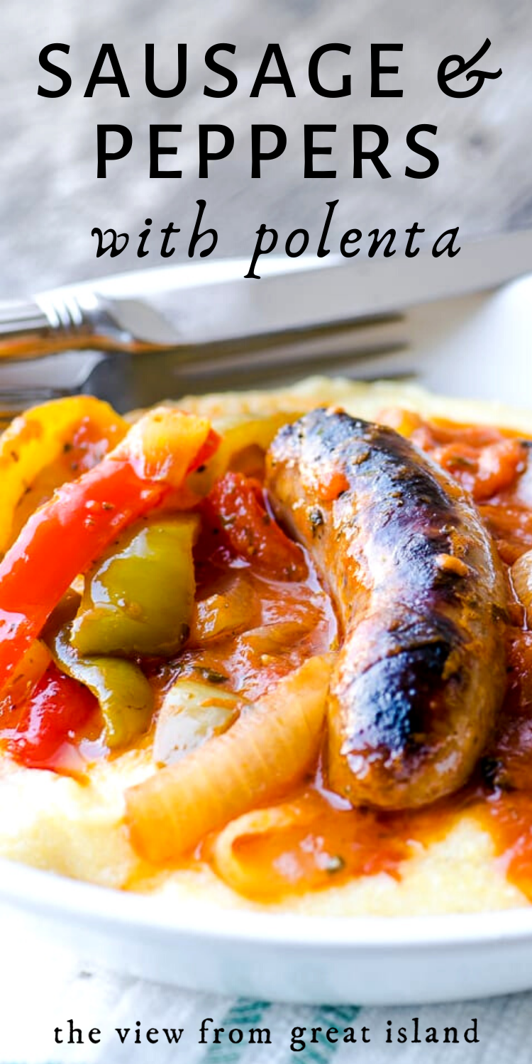 Pan-Seared Italian Sausage with Roasted Peppers and Polenta
