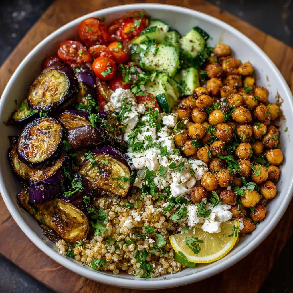 Herb-Roasted Mediterranean Chickpea and Eggplant Bowl