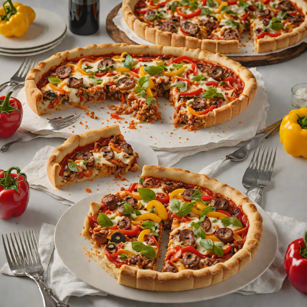 Charred Chicago-Style Deep Dish Pizza with Sausage and Bell Peppers