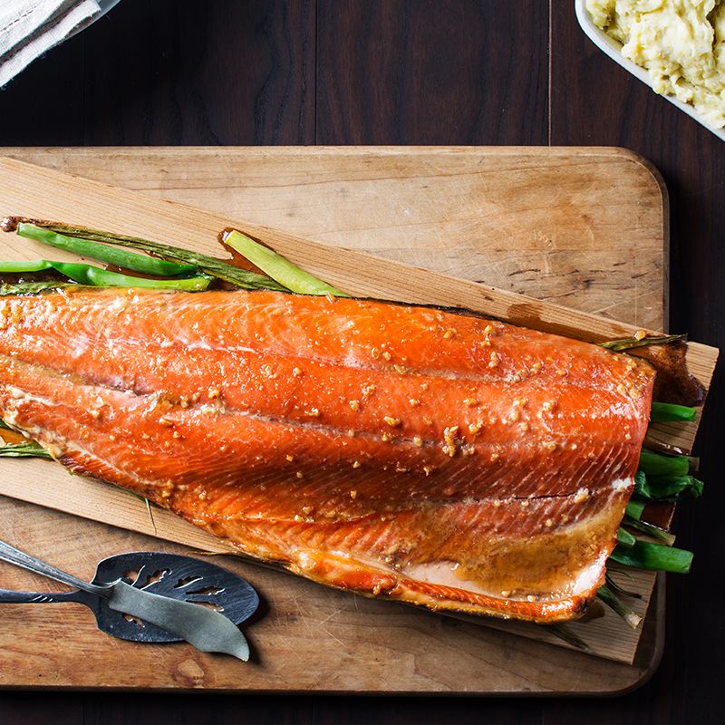 Cedar-Plank Salmon with Maple Mustard Glaze