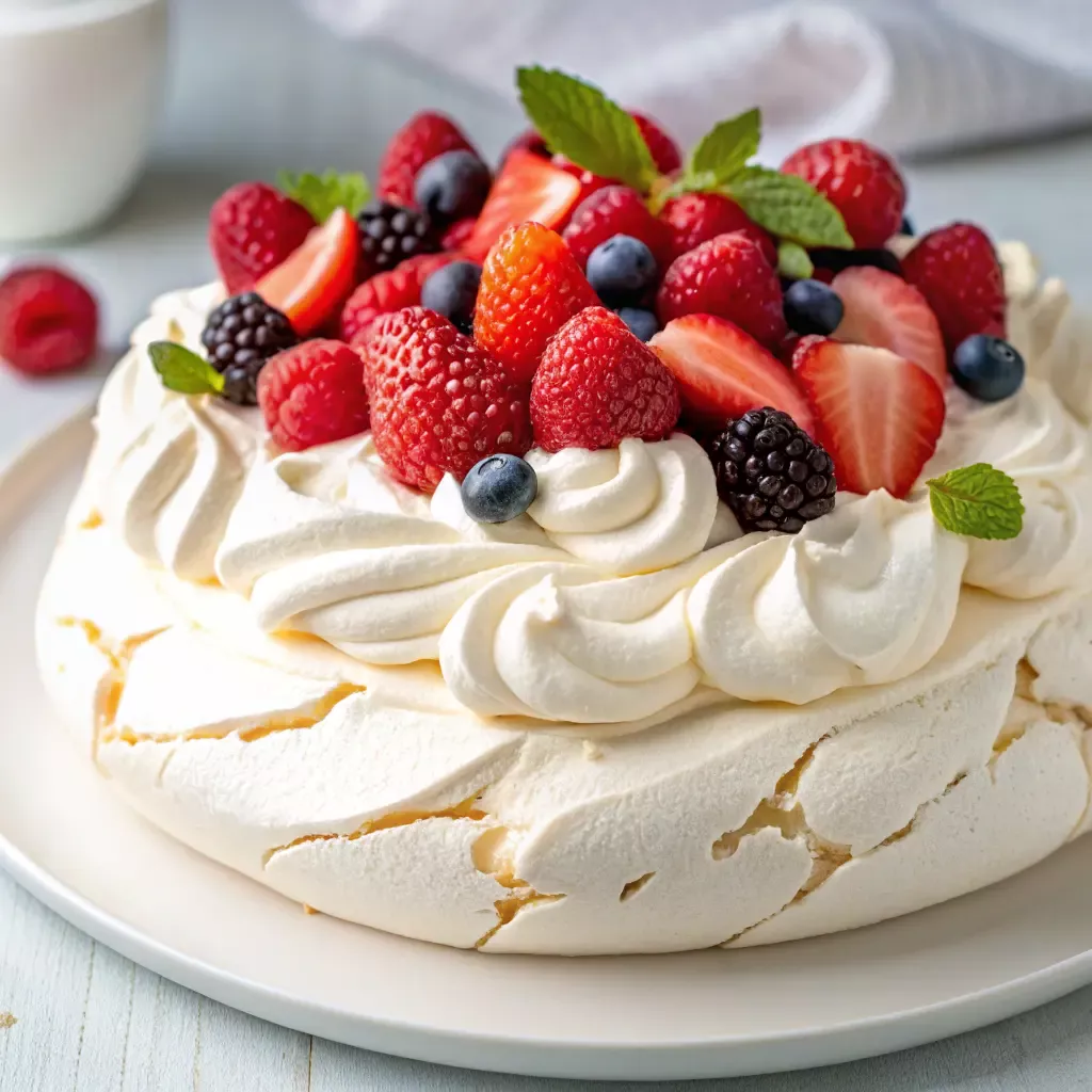 Pavlova with Creamy Vanilla Mascarpone and Fresh Berries