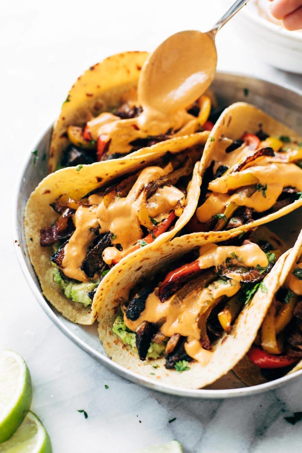 Sheet Pan Colorful Veggie Fajitas with Smoky Chipotle Sauce