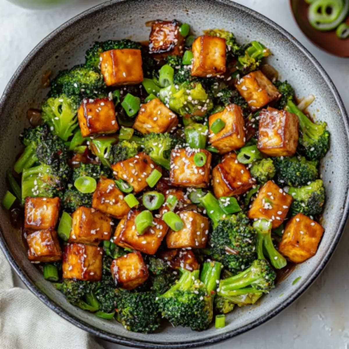 Quick Stir-Fry Tofu and Broccoli with Ginger Soy Sauce