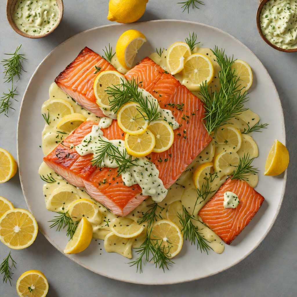 Zinc-Rich Salmon with Lemon-Dill Sauce