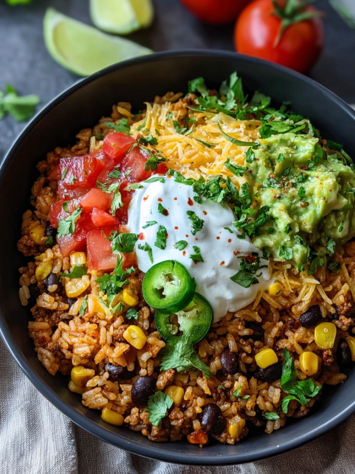 Spiced Vegan Taco Bowl with Lime-Cilantro Rice