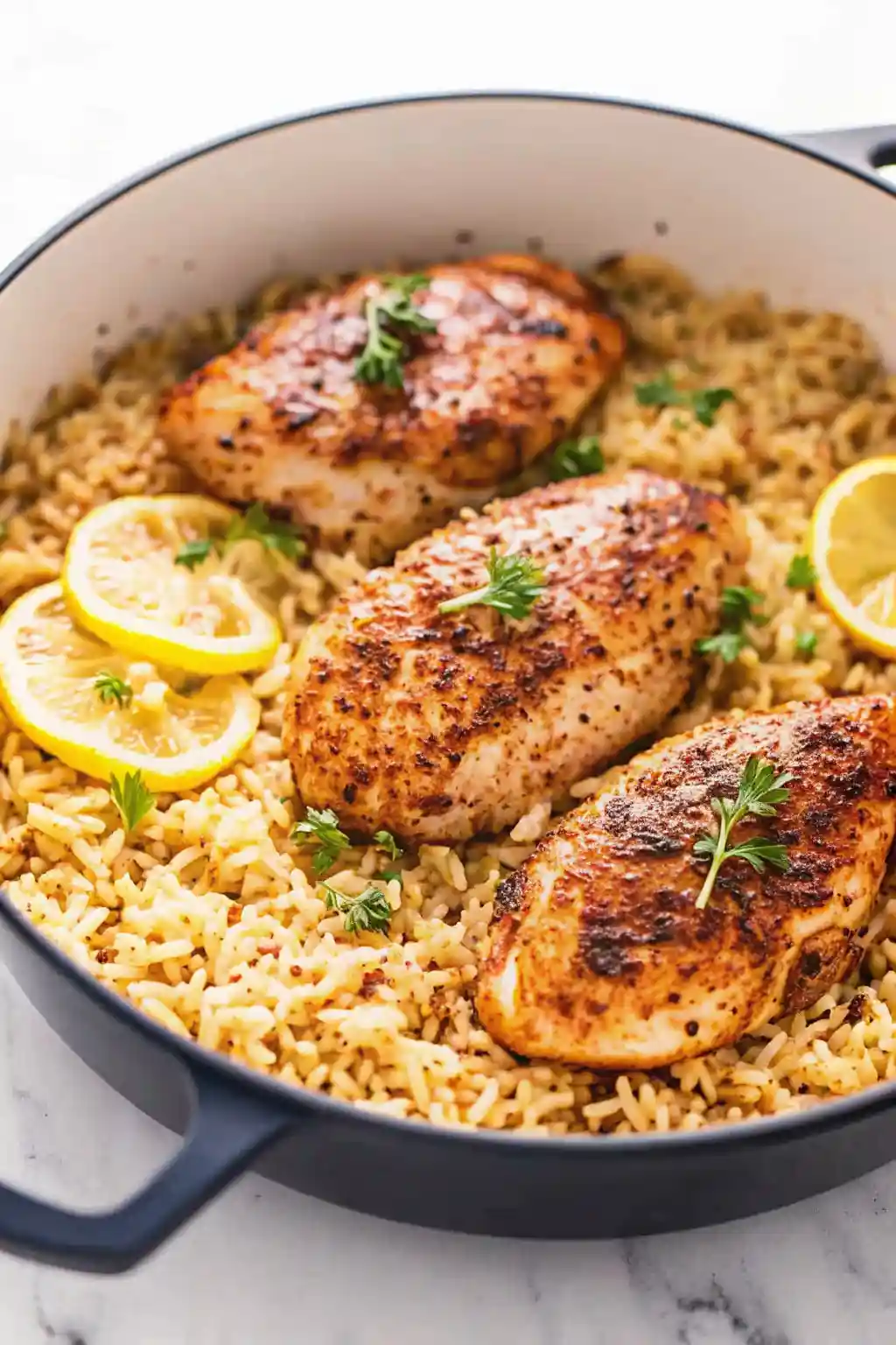 One-Pot Lemon Garlic Chicken with Herb Rice