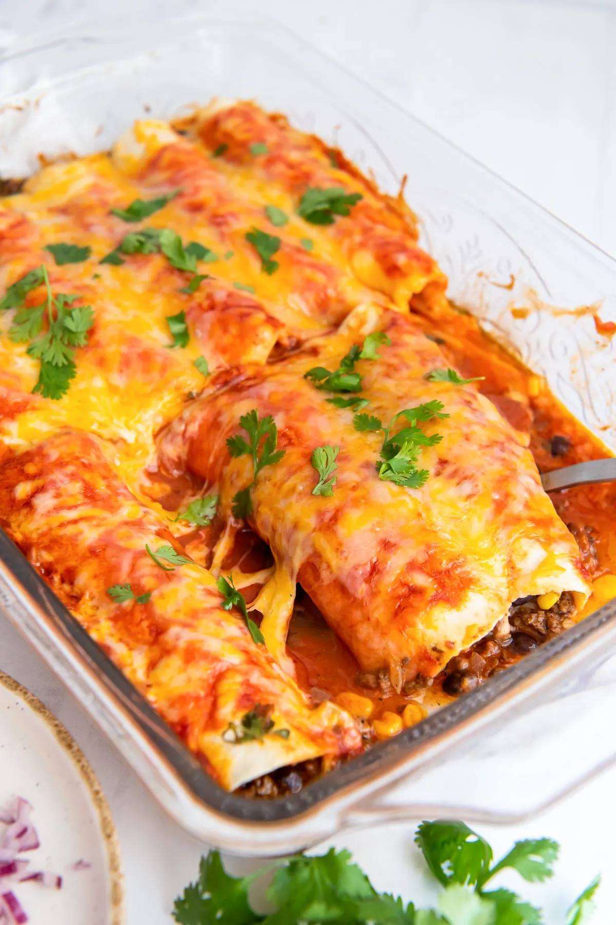 Baked Beef Enchiladas with Smoky Red Sauce