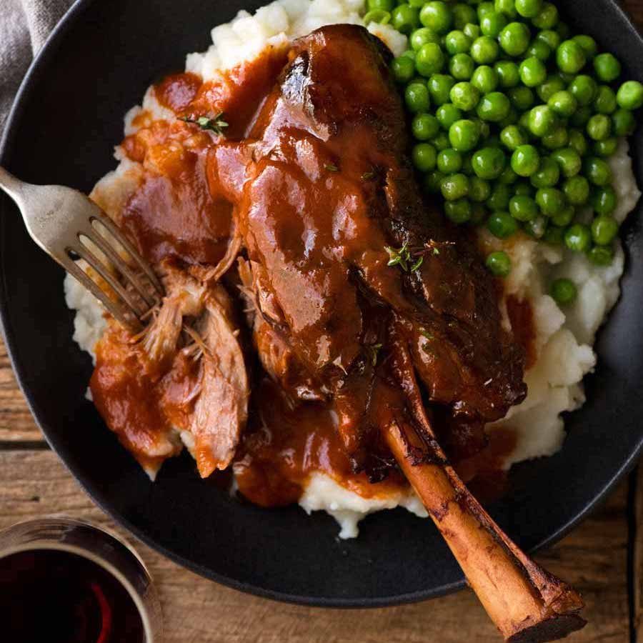 Slow-Cooked Lamb Shanks with Tasmanian Pepperberry and Red Wine
