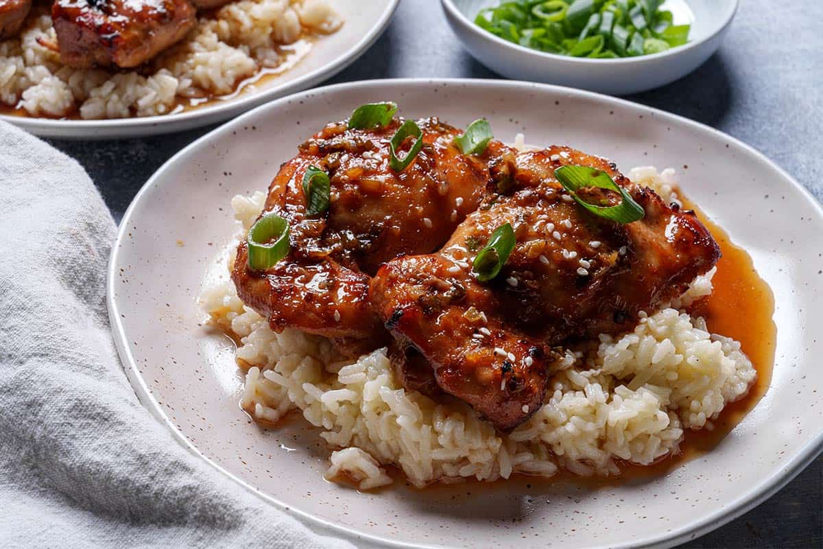 Honey-Soy Glazed Chicken Thighs with Scallion Rice