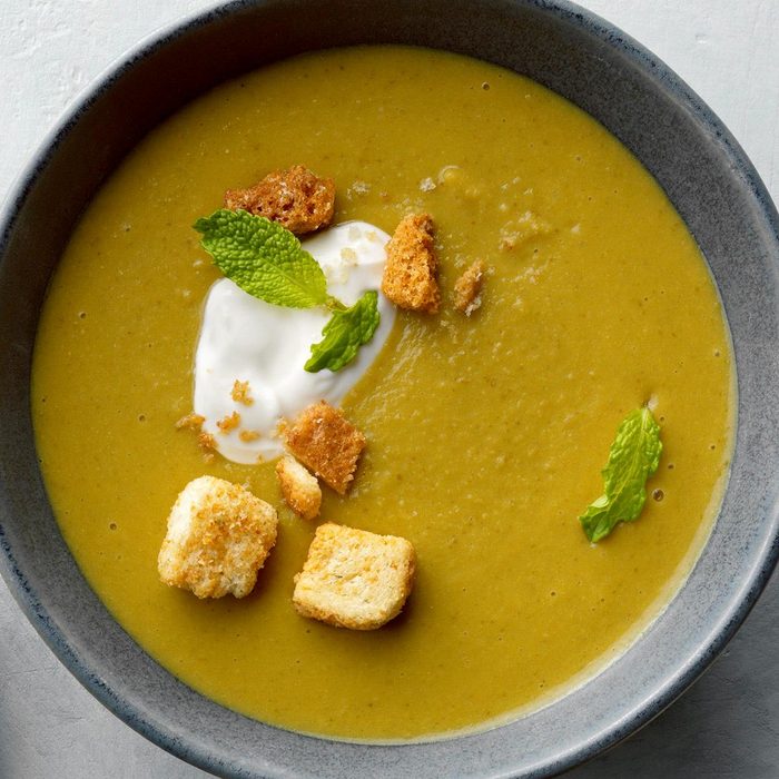Icy Minted Pea Soup with Lemon Cream