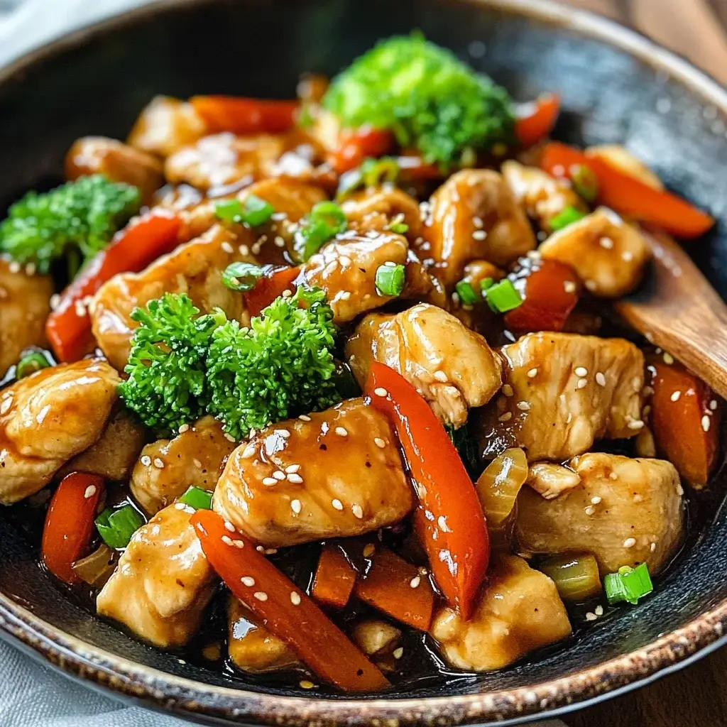 Stir-Fried Chicken with Bell Peppers and Honey Soy Glaze