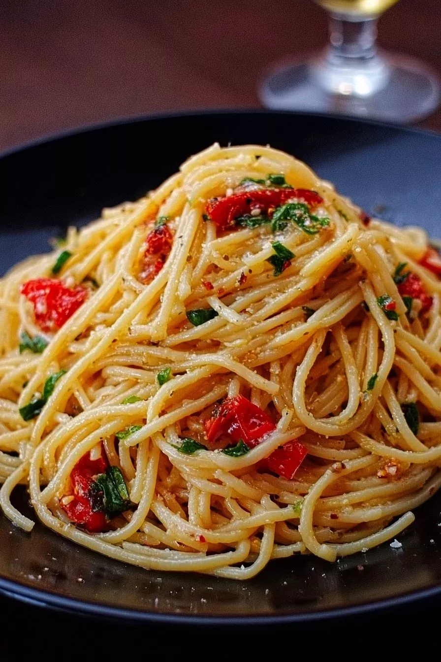 Spaghetti Aglio e Peperoncino with Parmesan