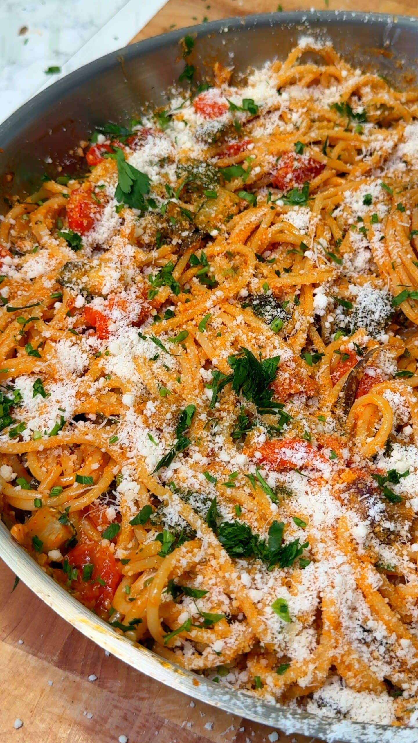 Lemon-Tahini Roasted Veggie Pasta