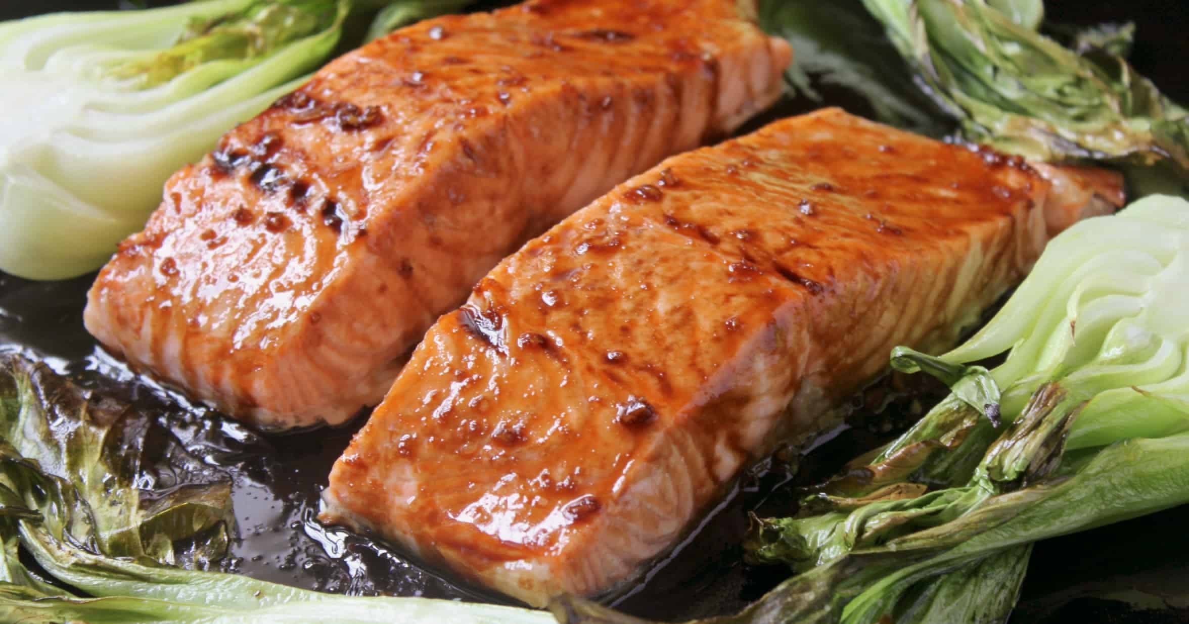 Pan-Roasted Salmon with Ginger-Soy Glaze and Sautéed Bok Choy