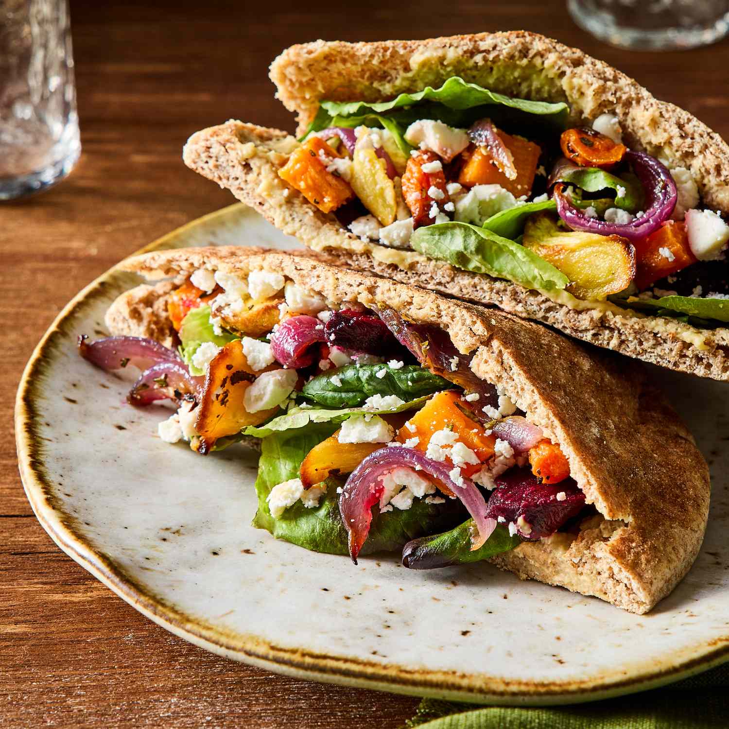 Vegetable-Stuffed Mini Pita Pockets with Hummus Spread