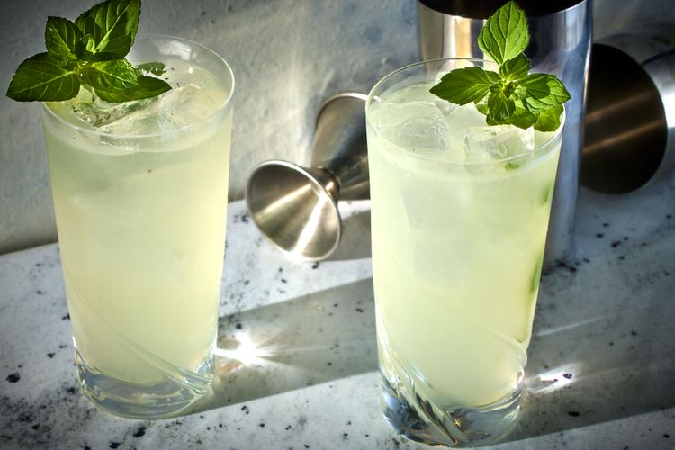 Muddled Gin Gin Mule with Fresh Mint and Ginger