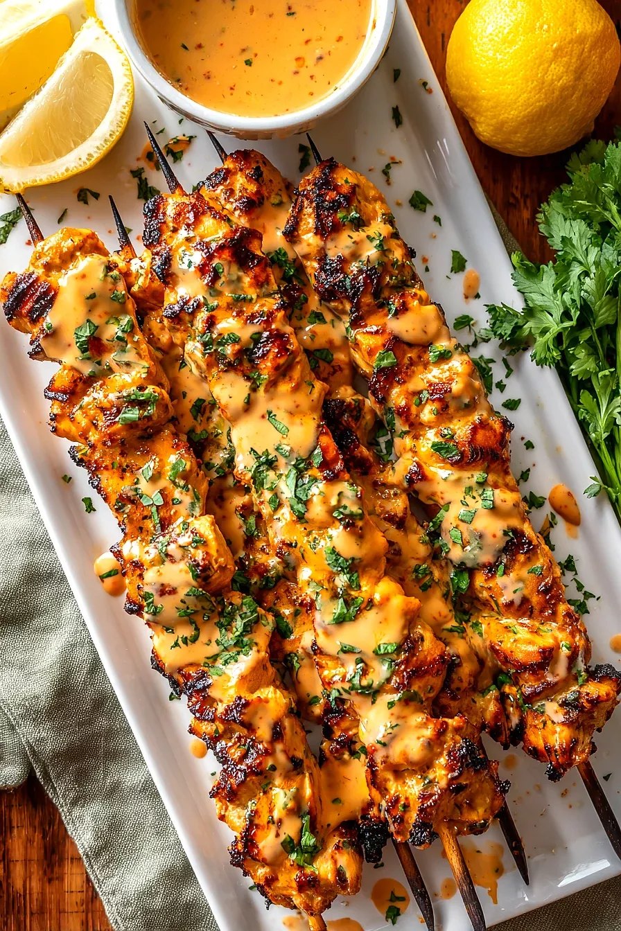 Grilled Lemon-Turmeric Chicken Skewers with Yogurt Marinade