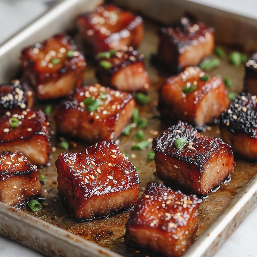Pan-Fried Pork Belly with Korean Gochujang Glaze