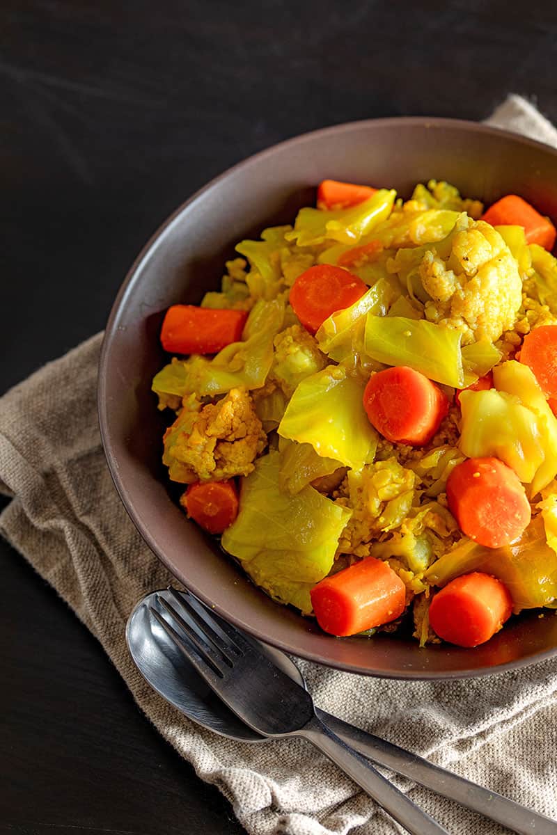 Ethiopian Atakilt Alicha Vegetable Stew with Turmeric and Cabbage