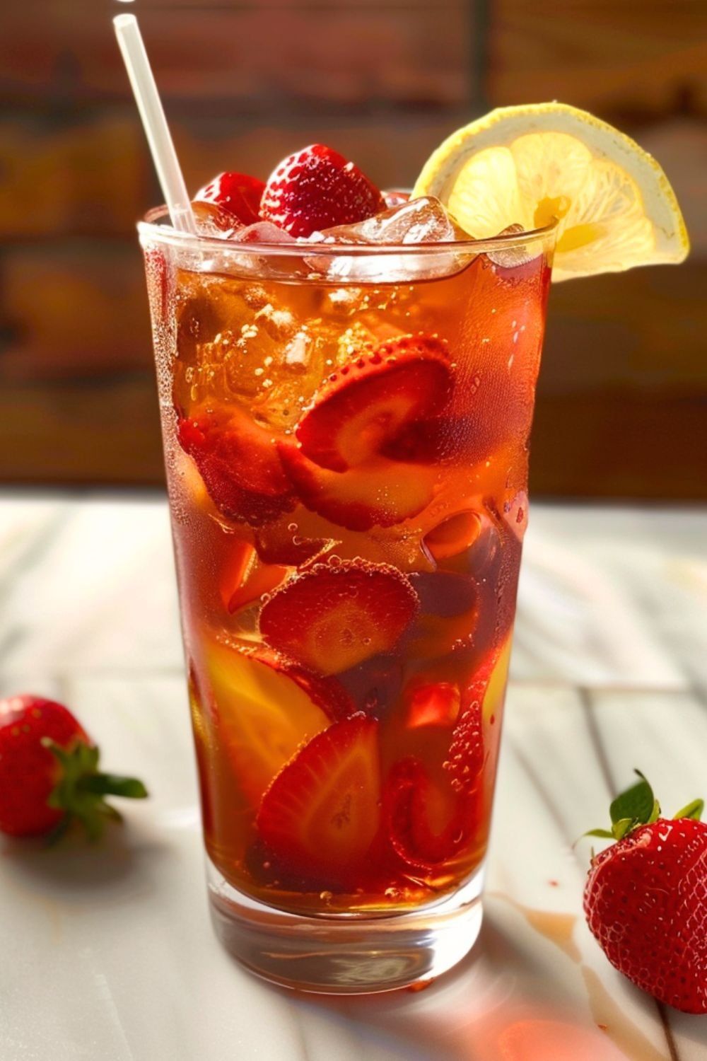 Strawberry Rosewater Iced Tea with Mint