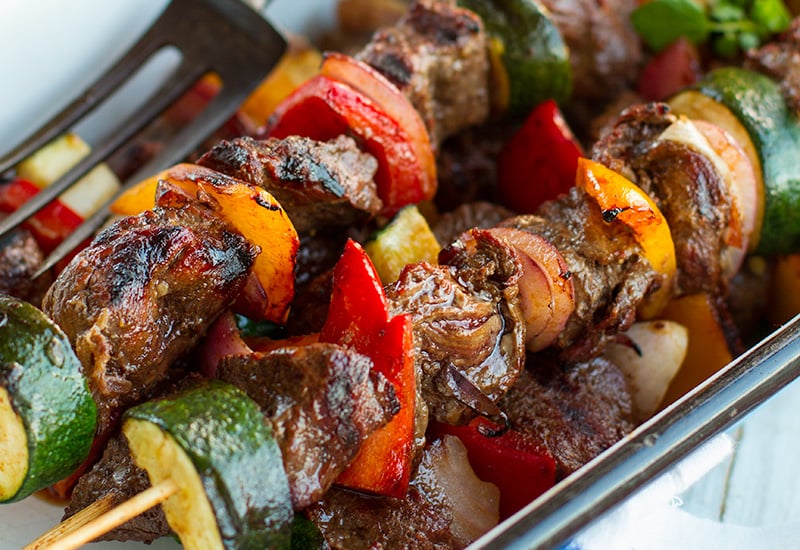 Barbecued Kangaroo Skewers with Wattleseed and Native Pepperberry