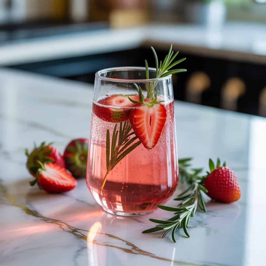 Strawberry-Rosemary Sparkling Mocktail