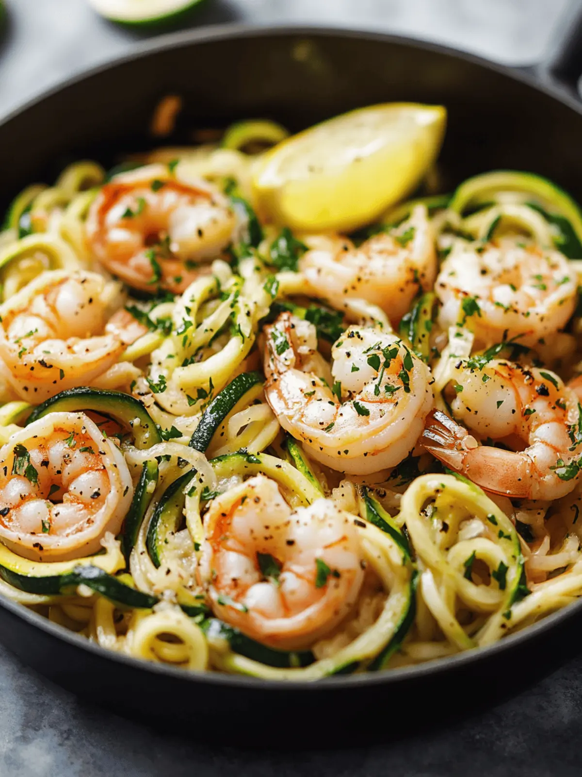 Sautéed Shrimp and Zucchini Noodles with Garlic and Basil