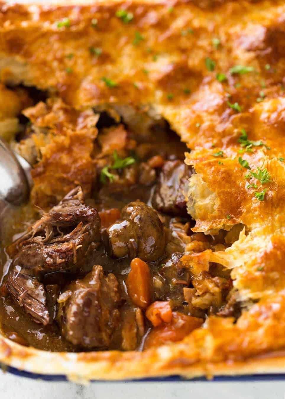 Slow-Baked Meat Pie with Minced Beef and Mushrooms
