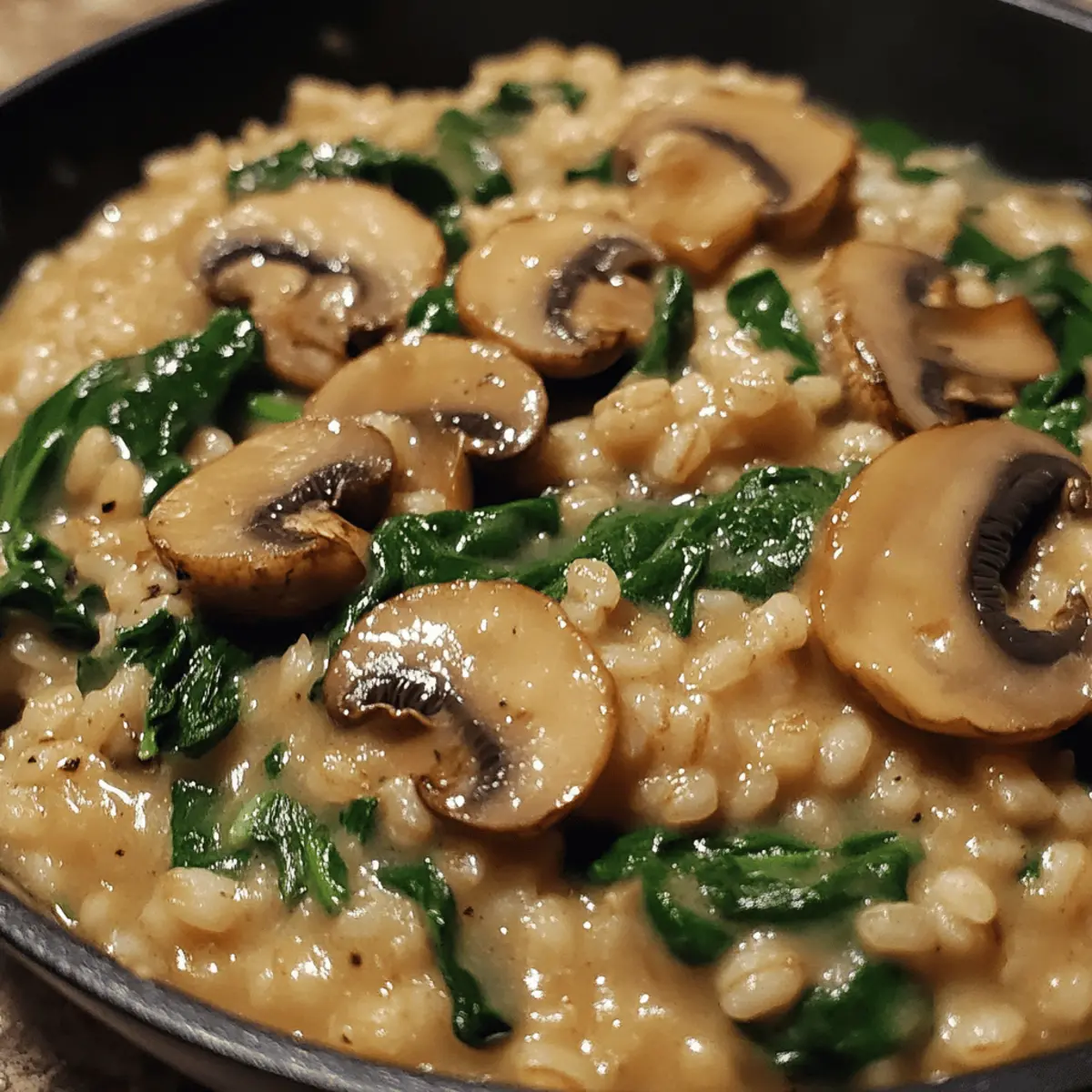 Skillet Mushroom and Spinach Risotto with Parmesan