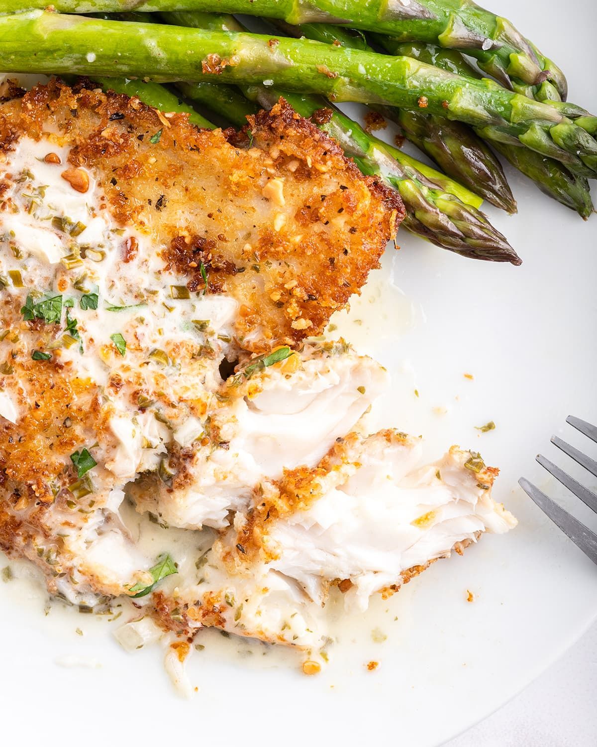 Pan-Fried Barramundi with Macadamia Nut Crust and Lemon Butter Sauce