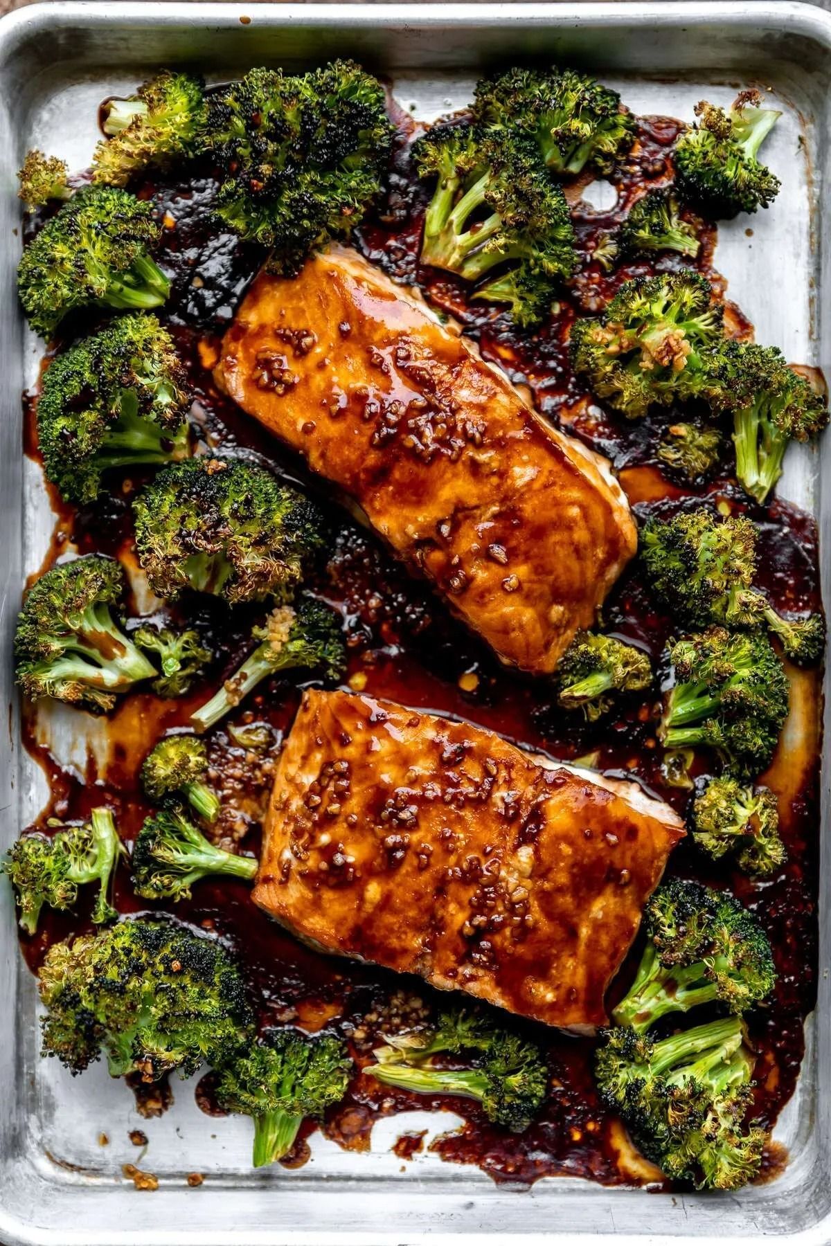 Sheet Pan Asian-Glazed Salmon with Sesame Broccoli