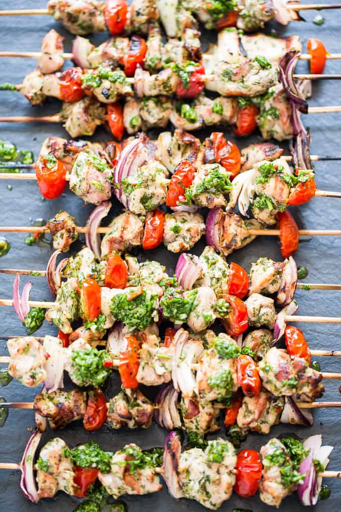 Chimichurri Grilled Chicken Skewers