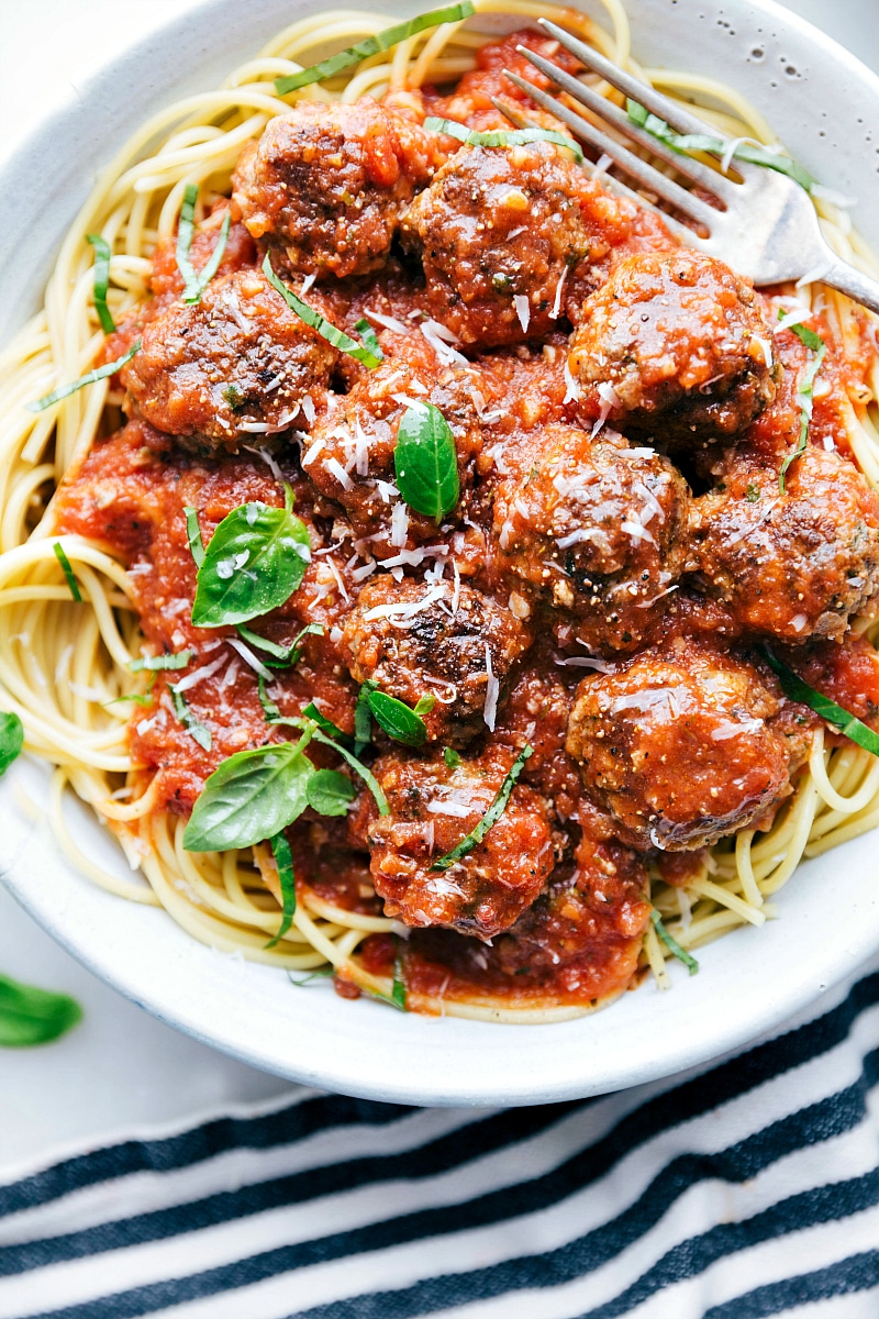Cheese-Stuffed Meatballs in Tomato-Basil Sauce