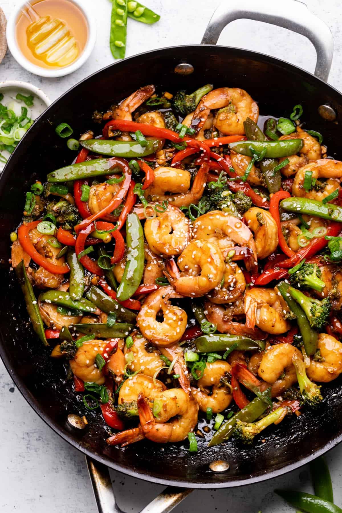 Stir-Fried Garlic Shrimp with Snap Peas and Chili