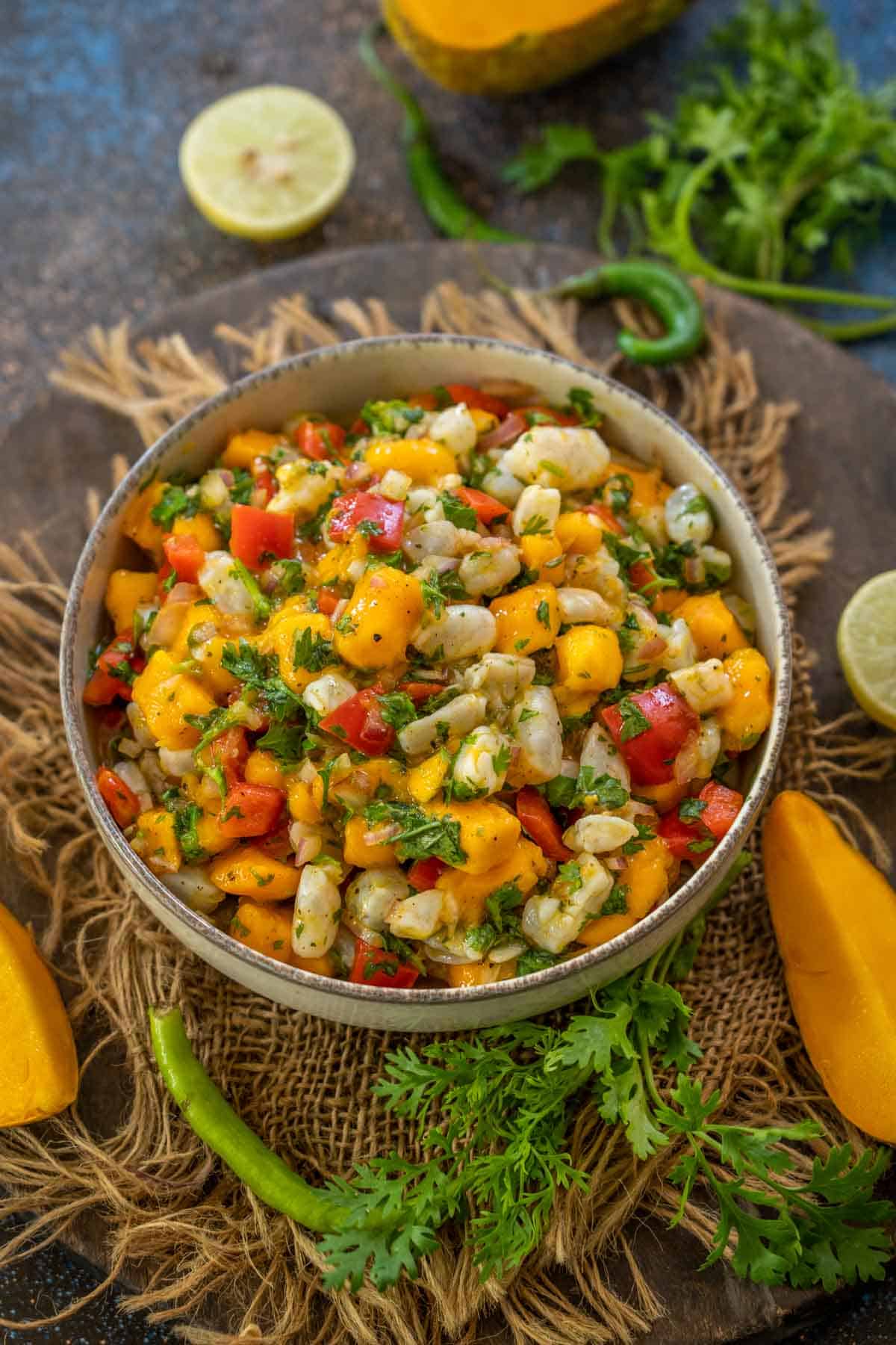 Mango and Shrimp Ceviche with Lime-Avocado Crema