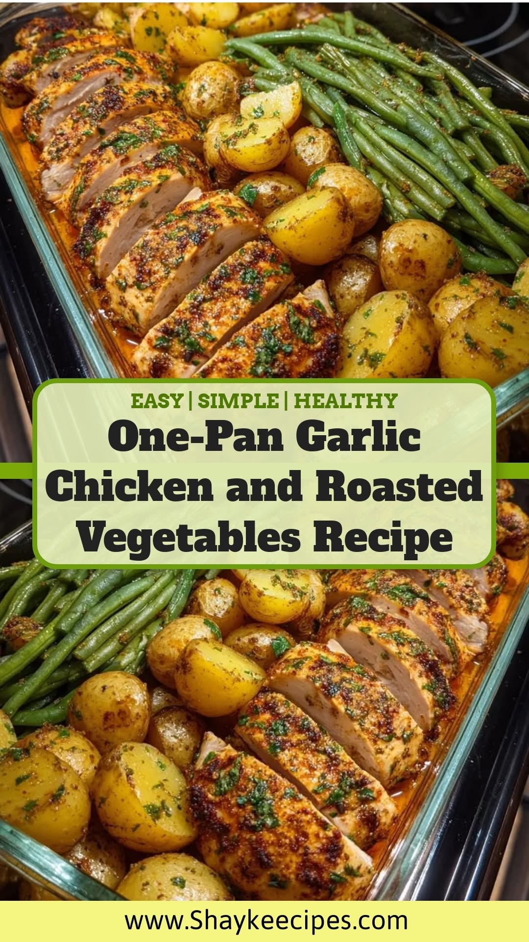 One-Pan Baked Chicken with Roasted Vegetables and Garlic Herb Sauce