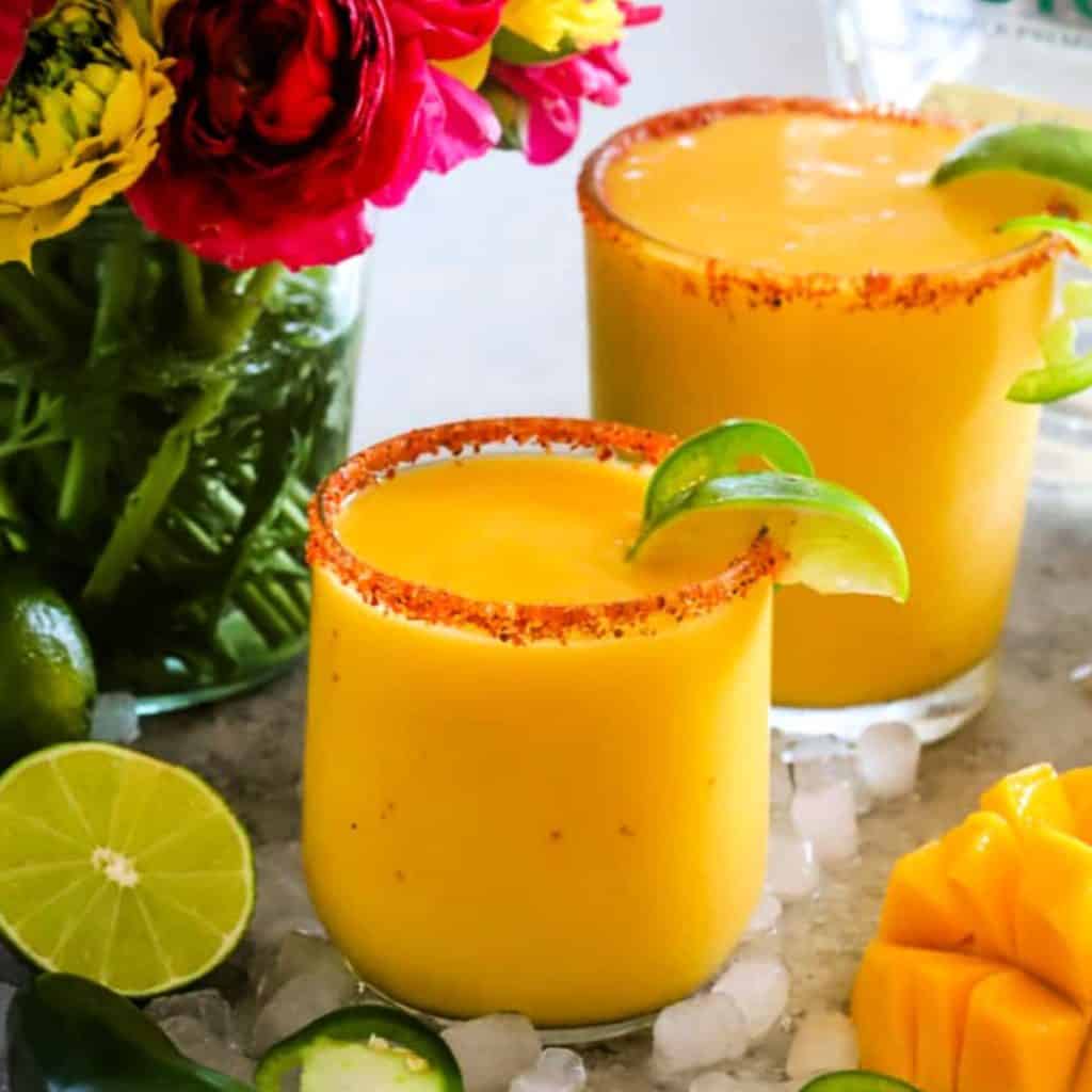 Avocado and Mango Agua Fresca with Tajín Rim