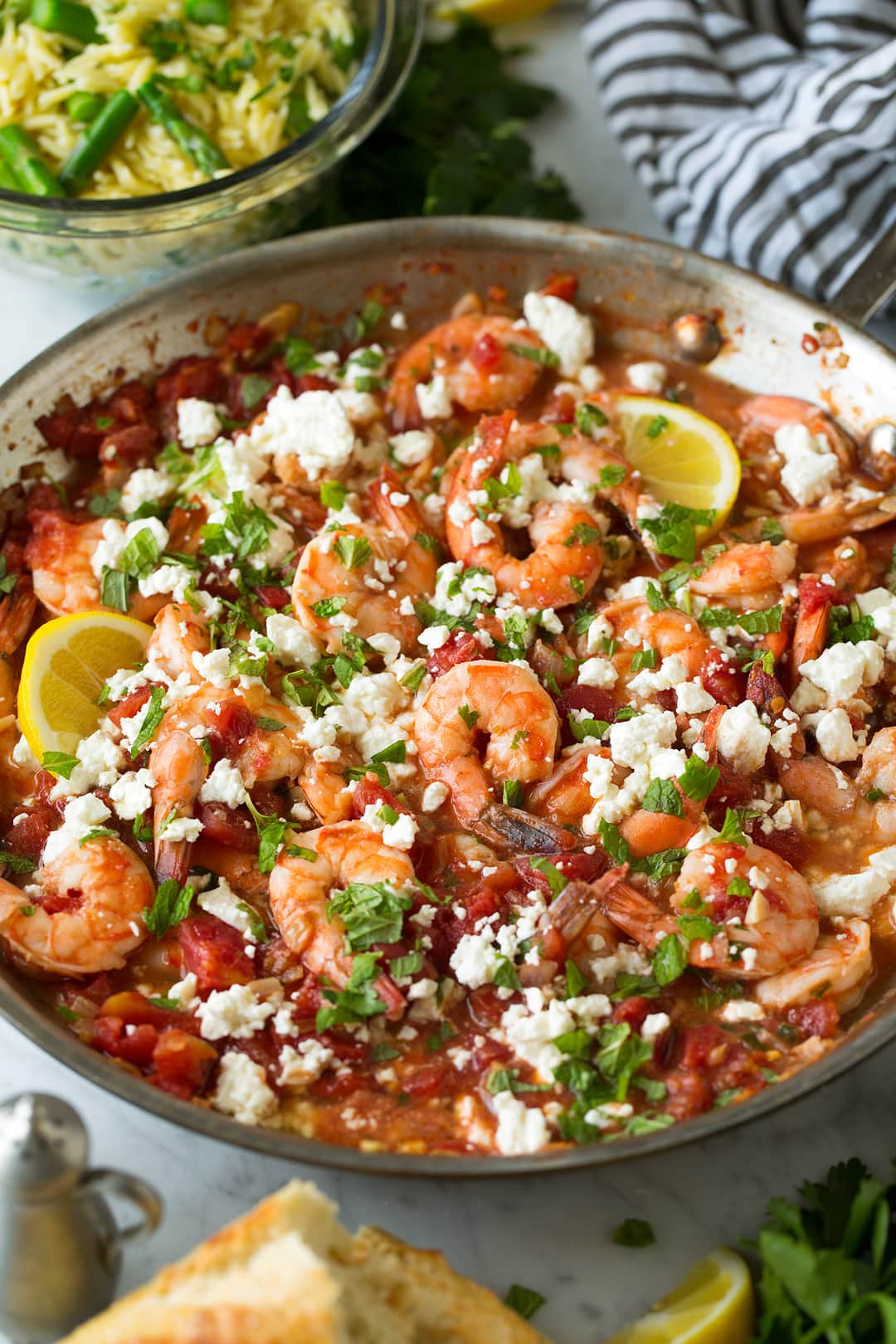 Sautéed Shrimp with Tomatoes, Feta, and Fresh Oregano